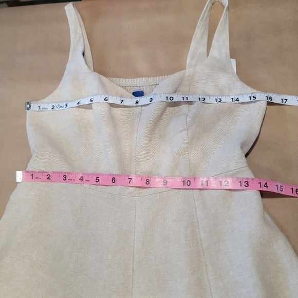 Old Navy Size XS Natural Linen Color, Fit & Flare Linen-Blend Midi Dress - Picture 7 of 13